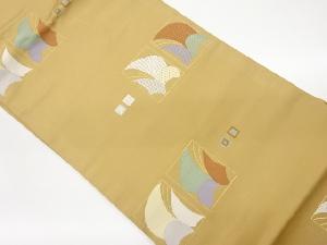 色紙に抽象模様織出し名古屋帯